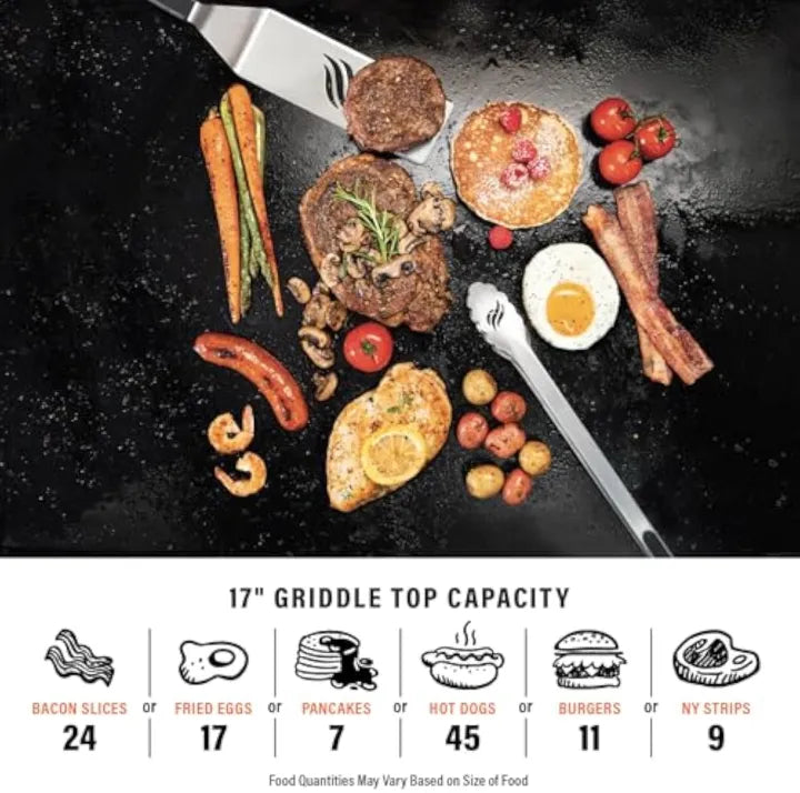 17" Professional Flat Top Grill - 60,000 BTU Commercial-Grade Power • Cast Iron Cooking Surface