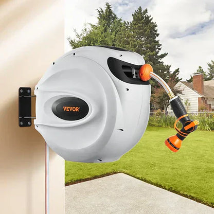 Never Untangle Again! Auto-Rewind Wall-Mounted Hose Reel – Saves Space & Time