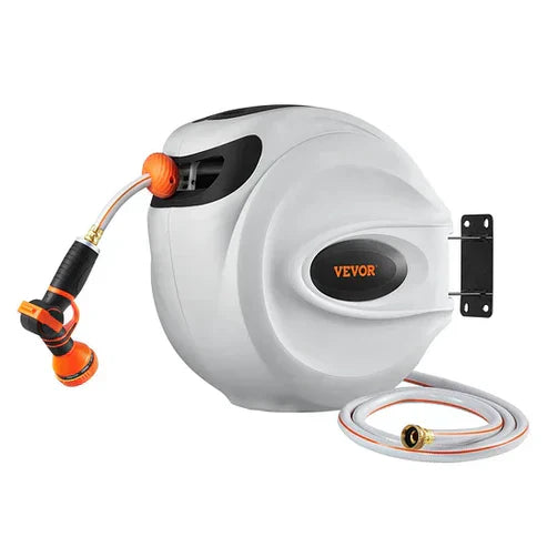 Never Untangle Again! Auto-Rewind Wall-Mounted Hose Reel – Saves Space & Time