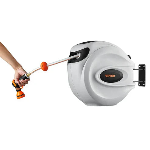 Never Untangle Again! Auto-Rewind Wall-Mounted Hose Reel – Saves Space & Time